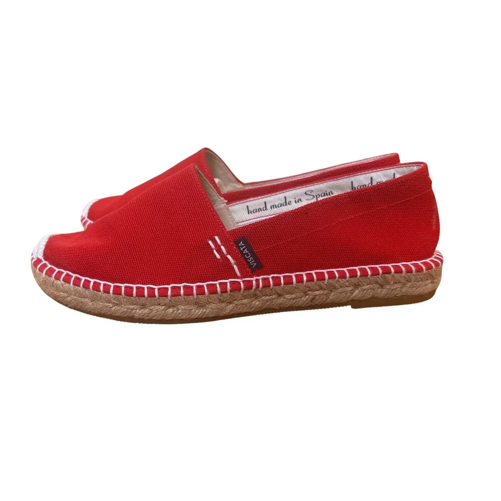Viscata Espadrilles Women Red Canvas Hand Made in Spain SIZE 39